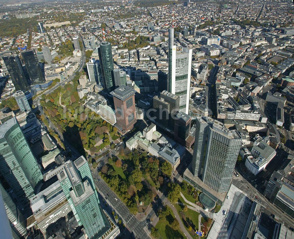 Luftbild Frankfurt am Main - Der Eurotower in der Kaiserstraße in Frankfurt am Main