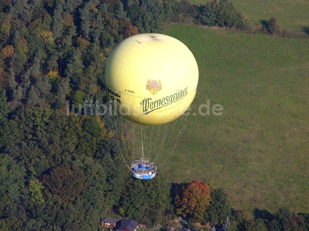 Luftbild Netzschkau / Sachsen - Der Fesselballon bei Mylau/Netzschkau im Vogtland 12.10.2005