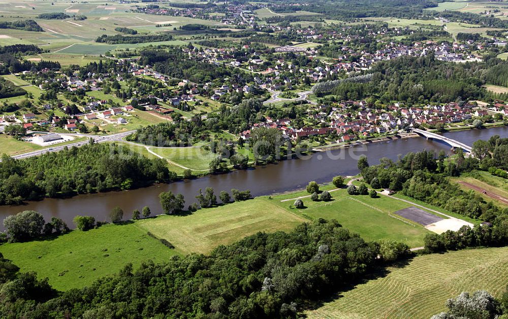 Luftbild Le Port - Der Fluss Cher am Dorf Le Port im Loiretal