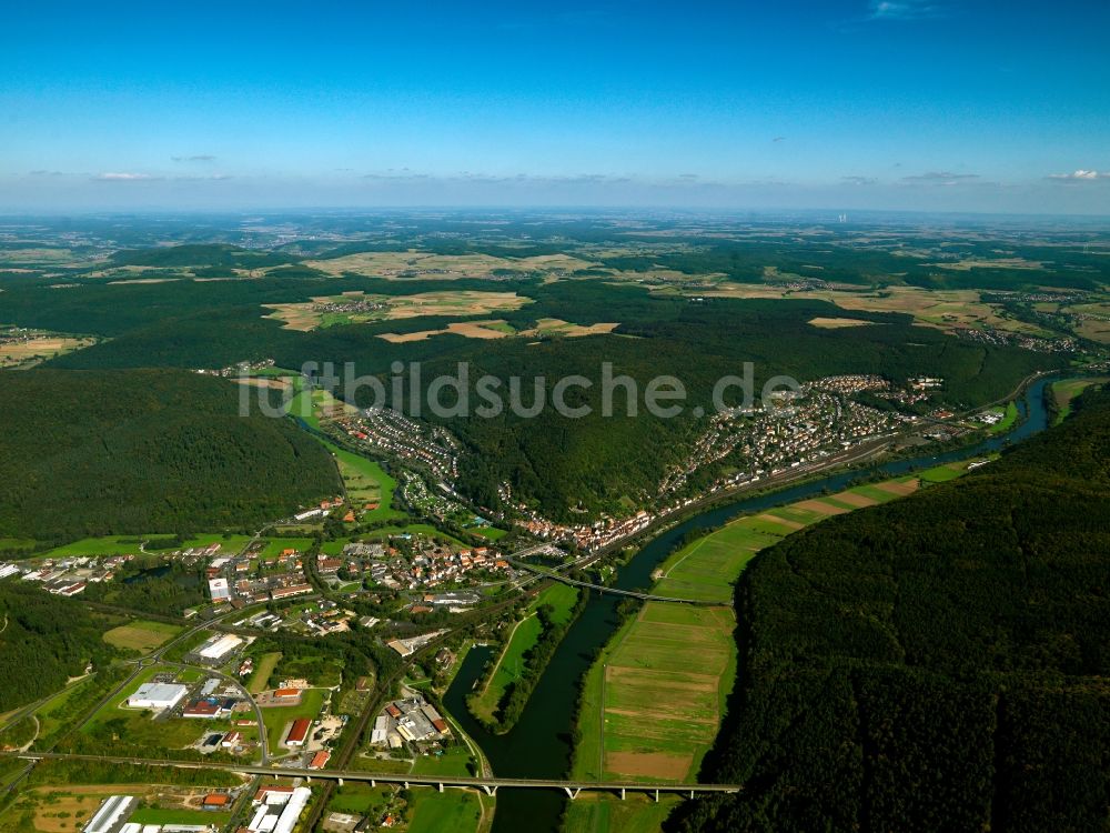 Luftbild Gemünden - Der Fluss Main in Gemünden im Bundesland Bayern