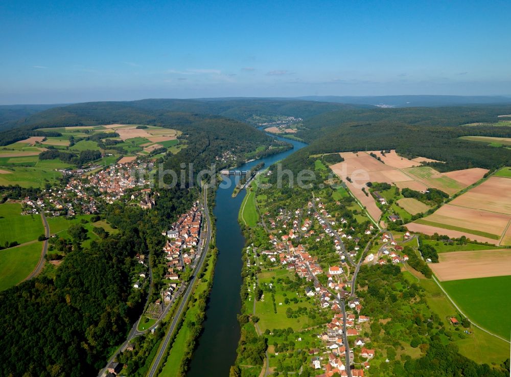 Luftbild Rothenfels - Der Fluss Main in der Stadt Rothenfels im Bundesland Bayern