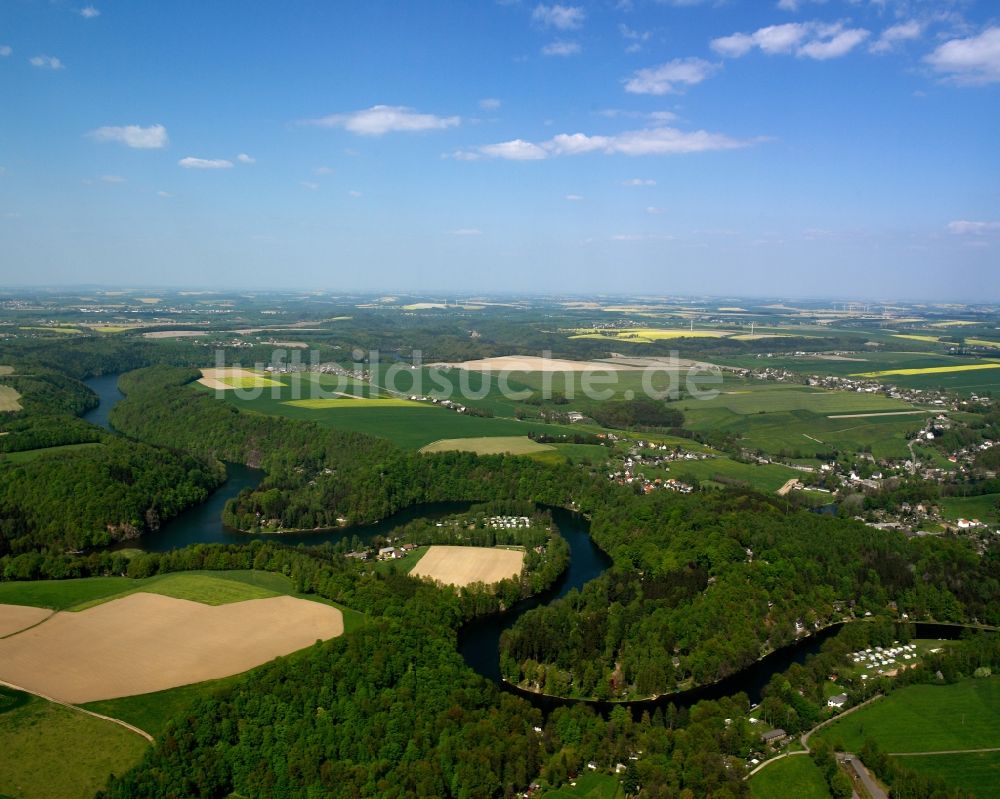 Mittweida aus der Vogelperspektive: Der Fluss Zschopau und sein Verlauf in Mittweida im Bundesland Sachsen