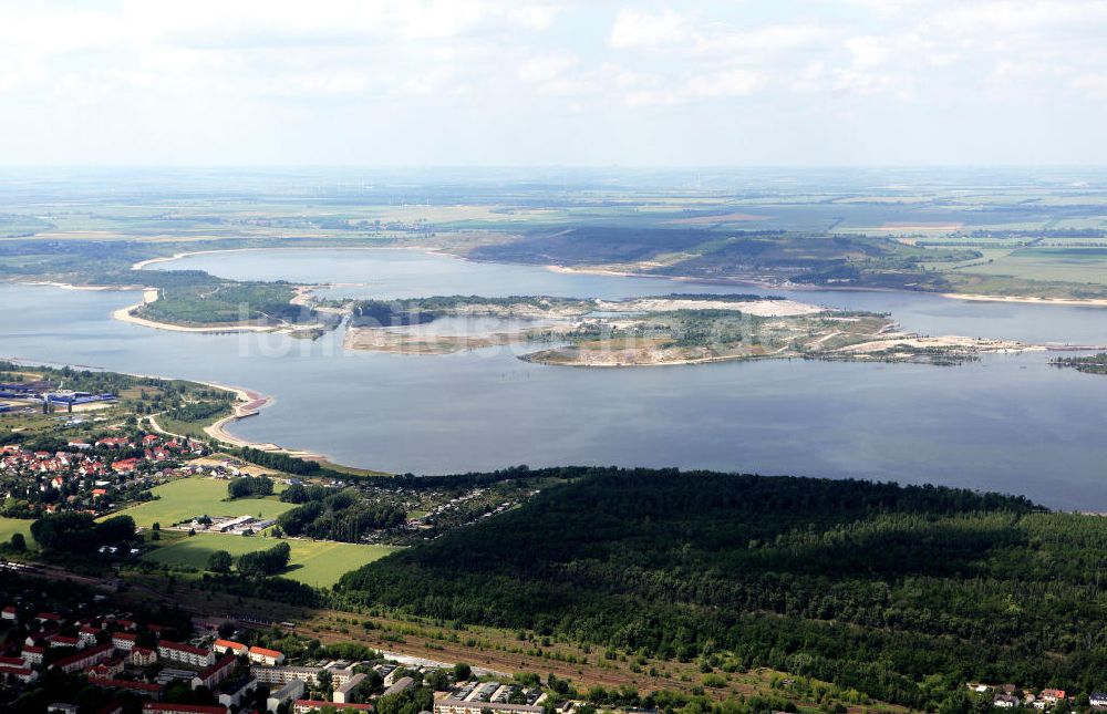 Braunsbedra aus der Vogelperspektive: Der Geiseltalsee im ehemaligen Tagebaugebiet bei Braunsbedra