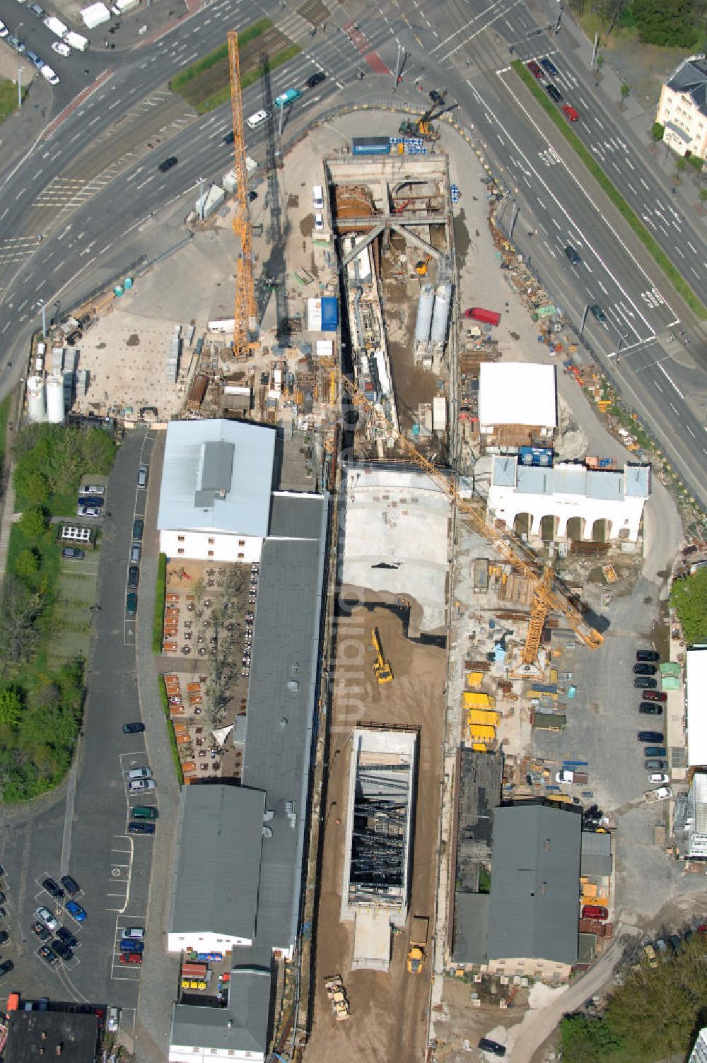 LEIPZIG von oben - Der Leipziger Bayerische Bahnhof mit City-Tunnel-Baustelle