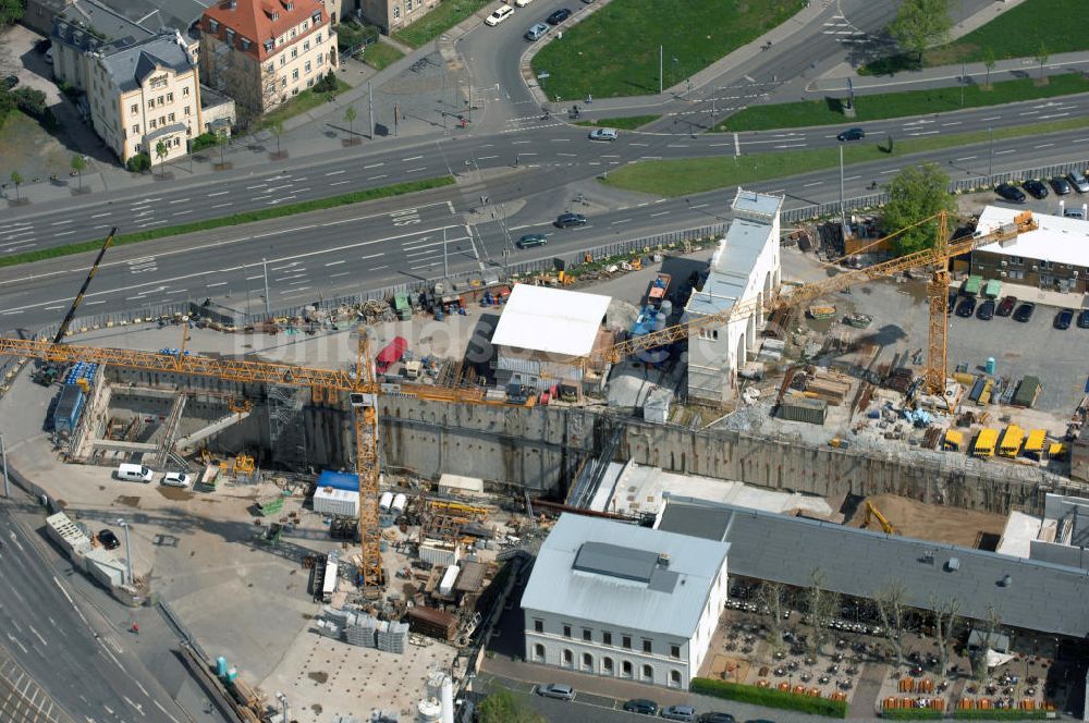 LEIPZIG aus der Vogelperspektive: Der Leipziger Bayerische Bahnhof mit City-Tunnel-Baustelle