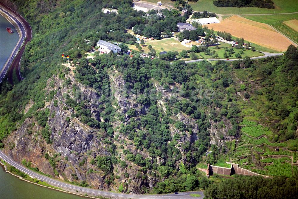 Luftaufnahme Sankt Goarshausen - Der Lorelyfelsen bei Sankt Goarshausen im Bundesland Rheinland-Pfalz