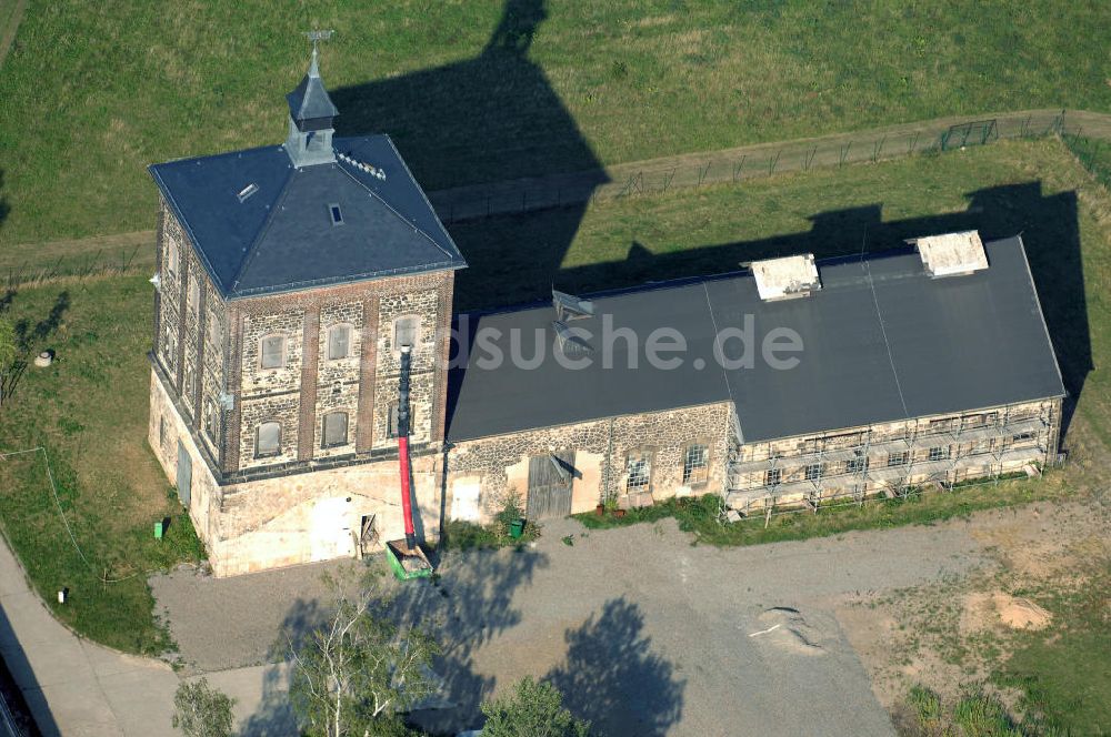 Bannewitz von oben - Der Marienschacht in Bannewitz mit Malakow-Förderturm und Kaue