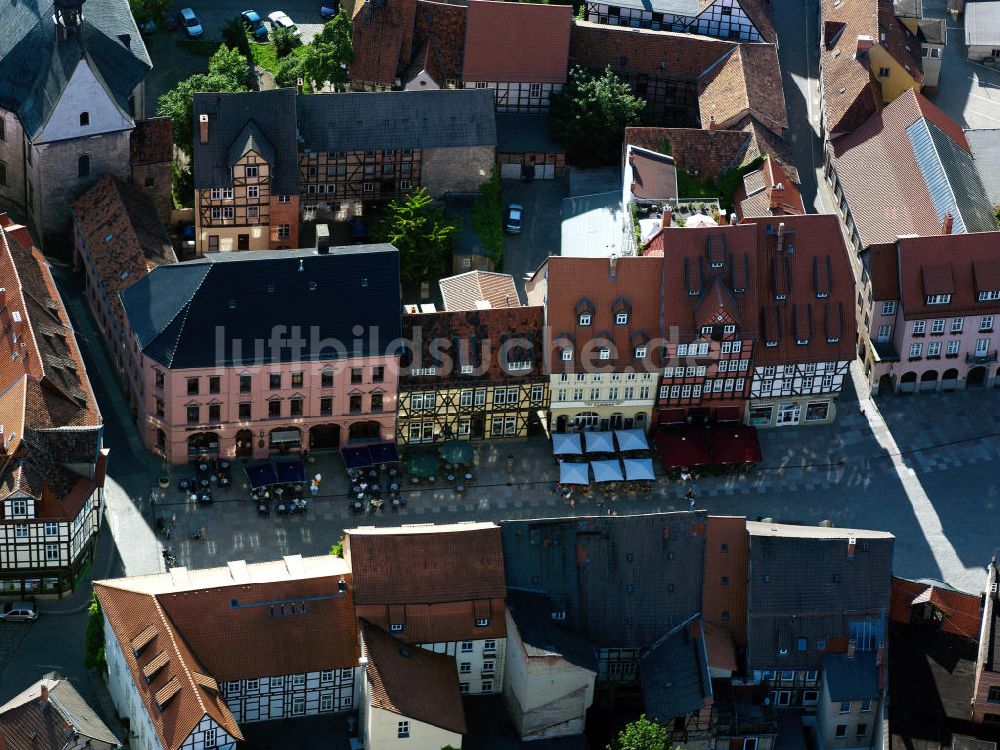 Quedlinburg aus der Vogelperspektive: Der Marktplatz von Quedlinburg in Sachsen-Anhalt