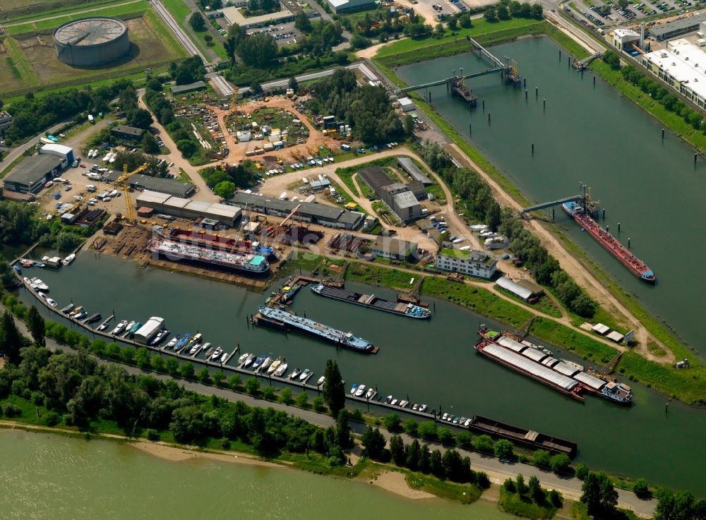 Speyer von oben - Der Neue Rheinhafen im Stadtteil Speyer-Ost in Speyer im Bundesland Rheinland-Pfalz