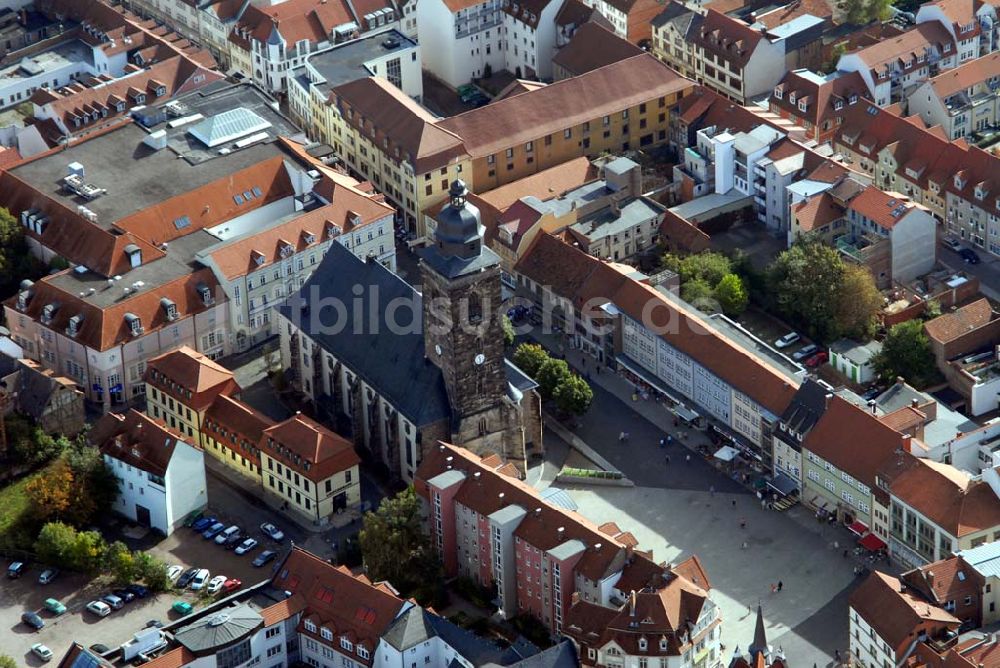 Gotha von oben - Der Neumarkt in Gotha mit St. Margarethen