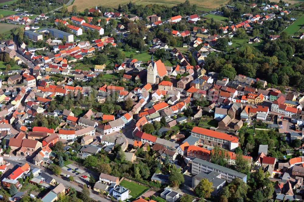 Wettin-Löbejün von oben - Der Ortsteil Löbejün der Stadt Wettin-Löbejün