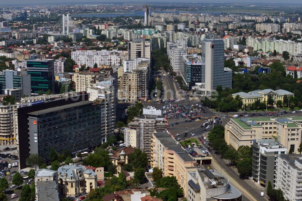 Luftbild Bukarest - Der Platz Piata Victoriei, der Siegesplatz, im Sektor 1 in Bukarest in Rumänien