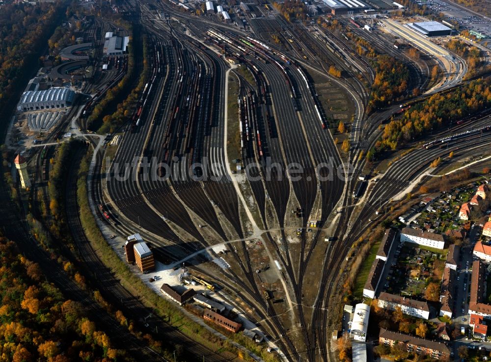 Luftaufnahme Nürnberg - Der Rangierbahnhof im Süden von Nürnberg im Bundesland Bayern