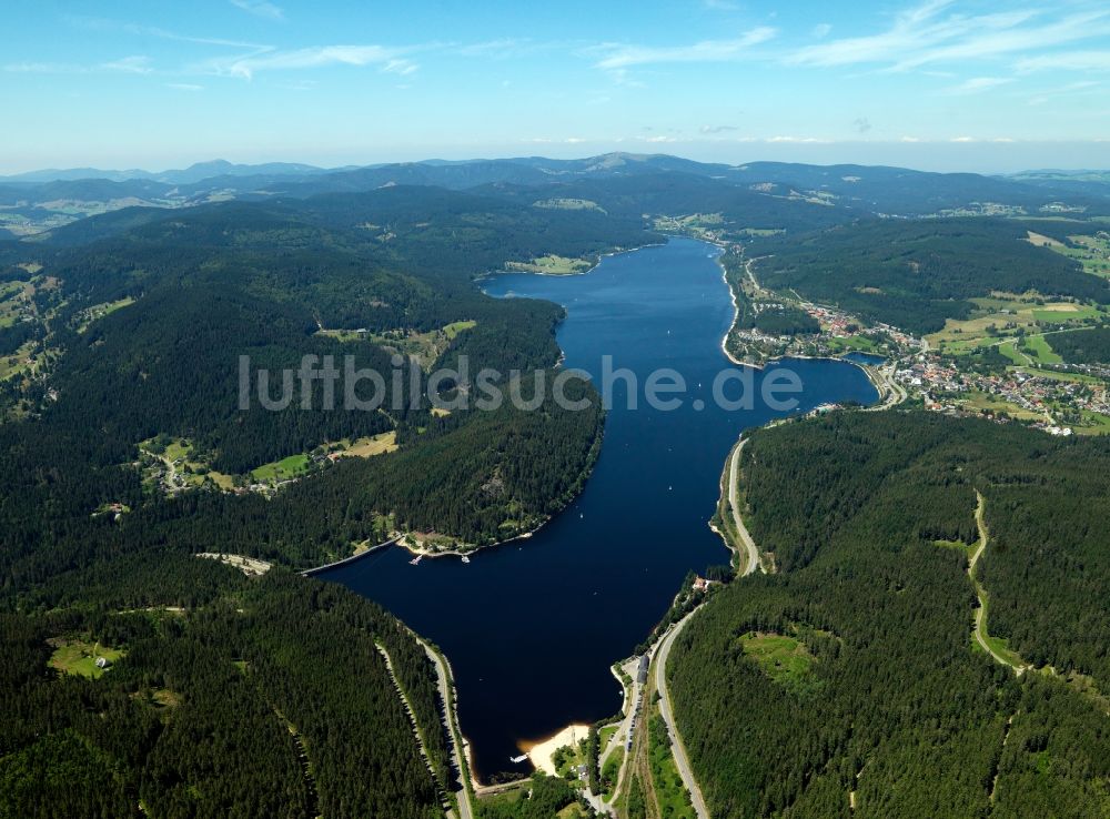 Luftaufnahme Schluchsee - Der Schluchsee in der Gemeinde Schluchsee im Landkreis Breisgau-Hochschwarzwald in Baden-Württemberg