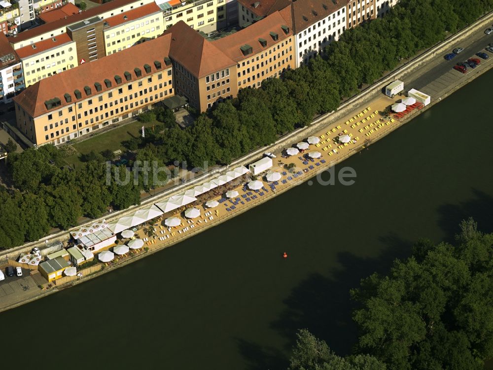 Luftaufnahme Würzburg - Der Stadtstrand in Würzburg im Bundesland Bayern