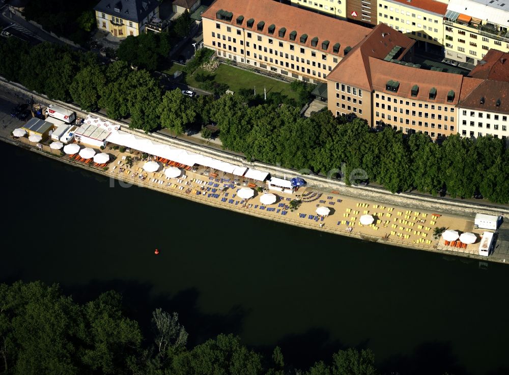 Würzburg von oben - Der Stadtstrand in Würzburg im Bundesland Bayern