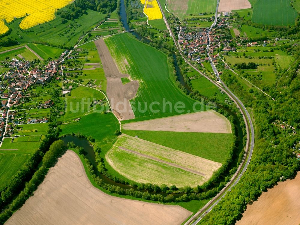 Luftaufnahme Großeutersdorf - Der Verlauf der Saale bei Großeutersdorf im Saale-Holzland-Kreis im Bundesland Thüringen