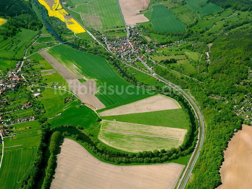 Großeutersdorf von oben - Der Verlauf der Saale bei Großeutersdorf im Saale-Holzland-Kreis im Bundesland Thüringen