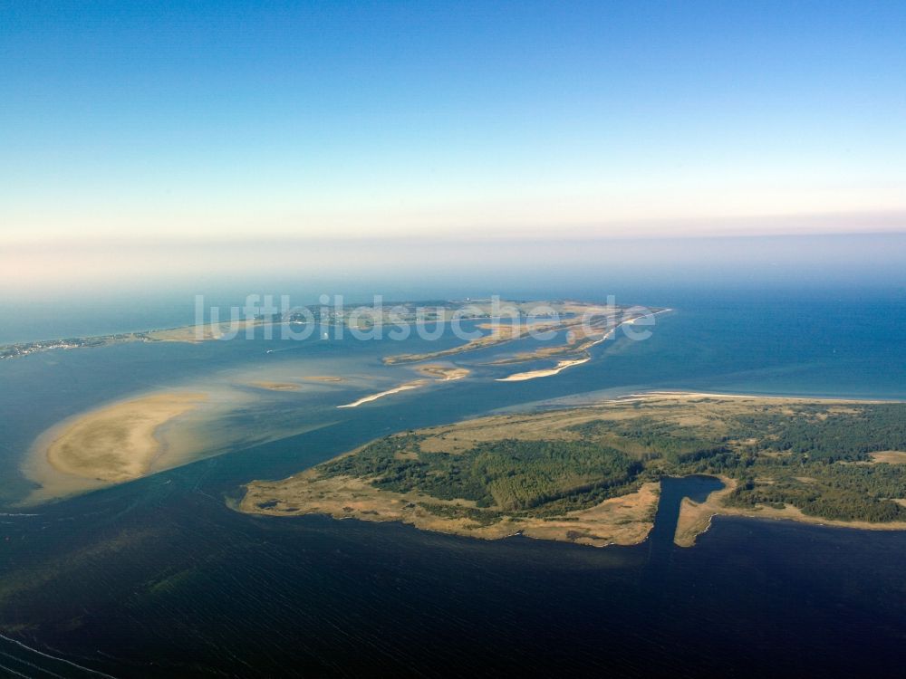 Luftaufnahme Insel Hiddensee - Der Vitter Bodden bei Hiddensee im Bundesland Mecklenburg-Vorpommern