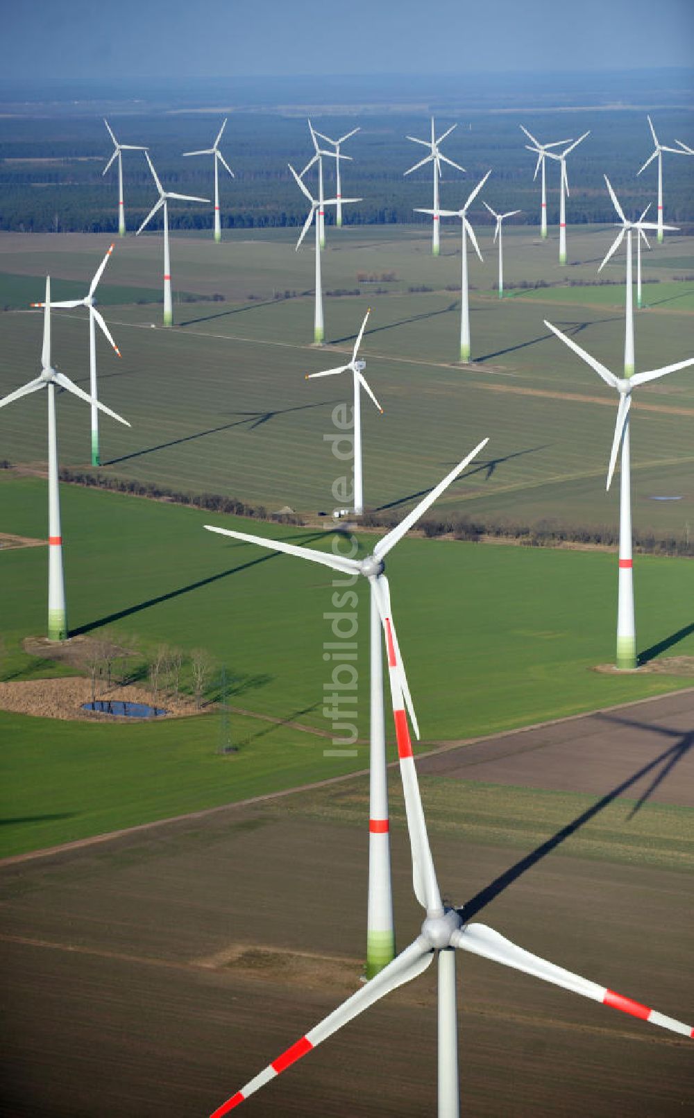 Luftaufnahme Treuenbrietzen - Der Windpark Marzahna in Treuenbrietzen im Naturpark Hoher Fläming