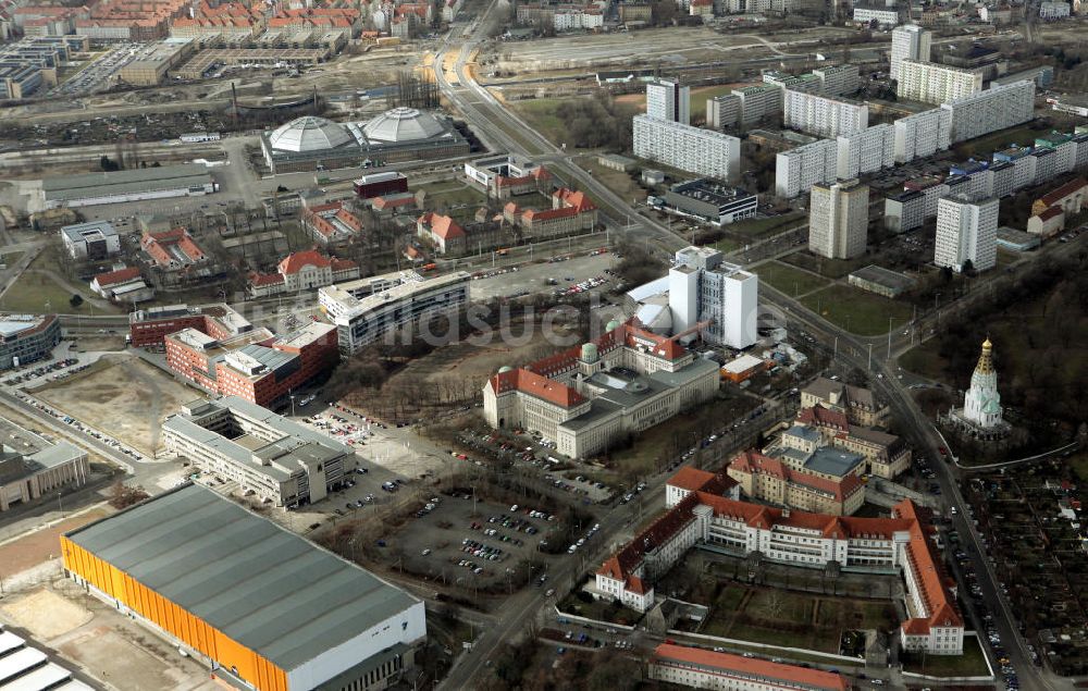 Leipzig aus der Vogelperspektive: Deutsche Buch- und Schriftmuseum und Max-Planck-Institut in Leipzig