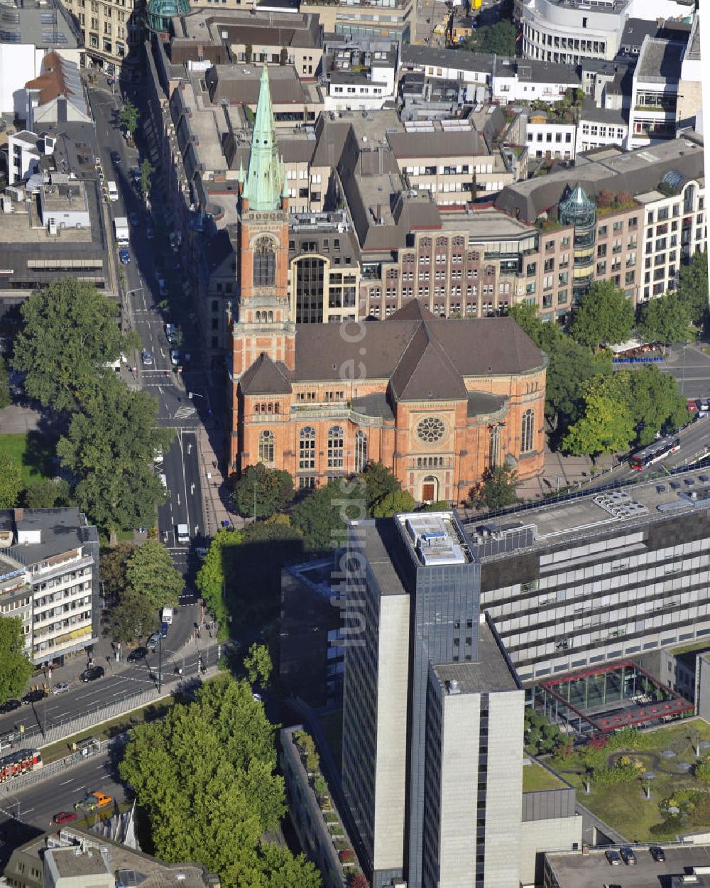 Luftbild Düsseldorf - Deutsche Bundesbank und Johanneskirche