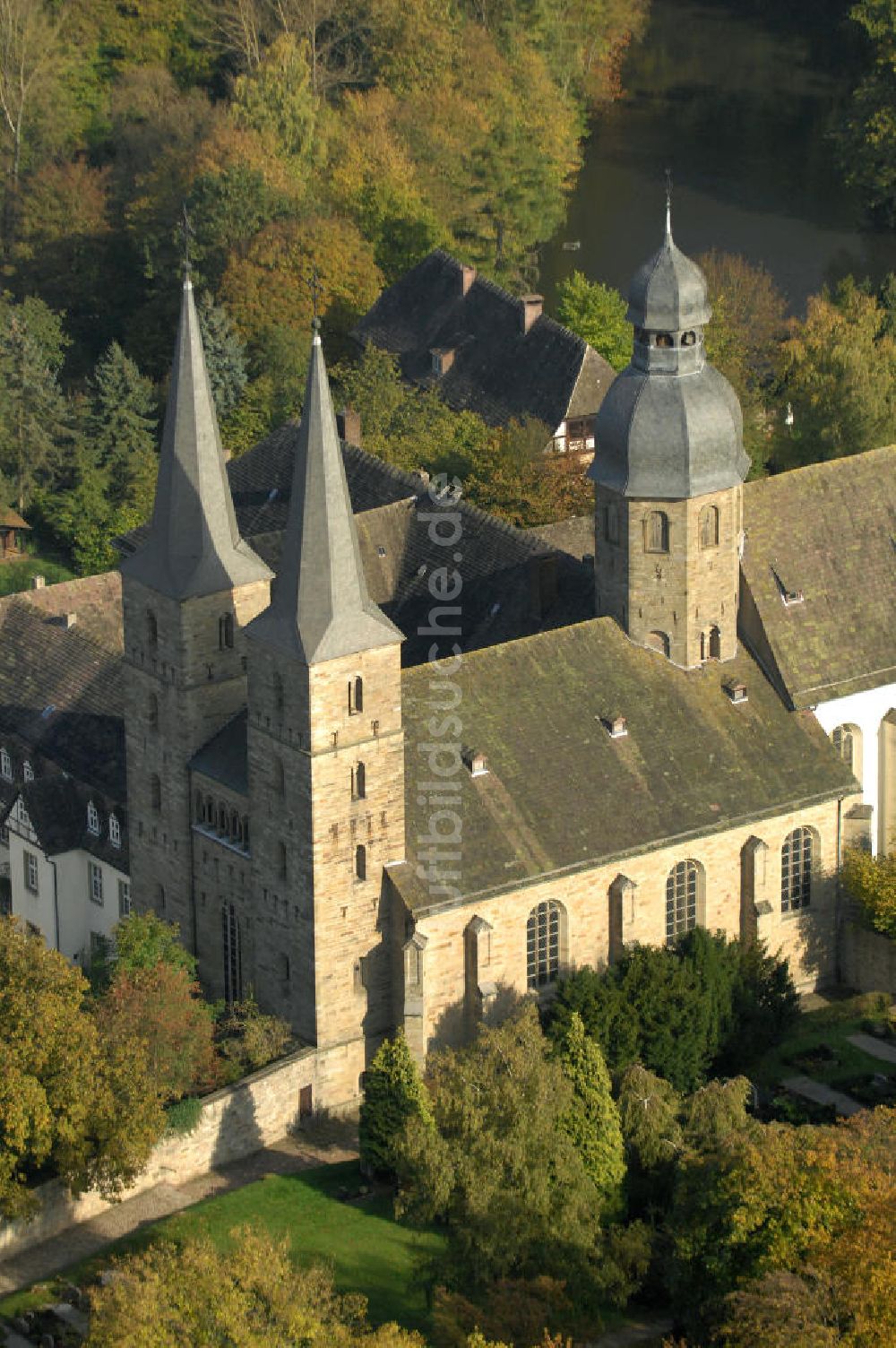 Marienmünster aus der Vogelperspektive: Die Abtei Marienmünster