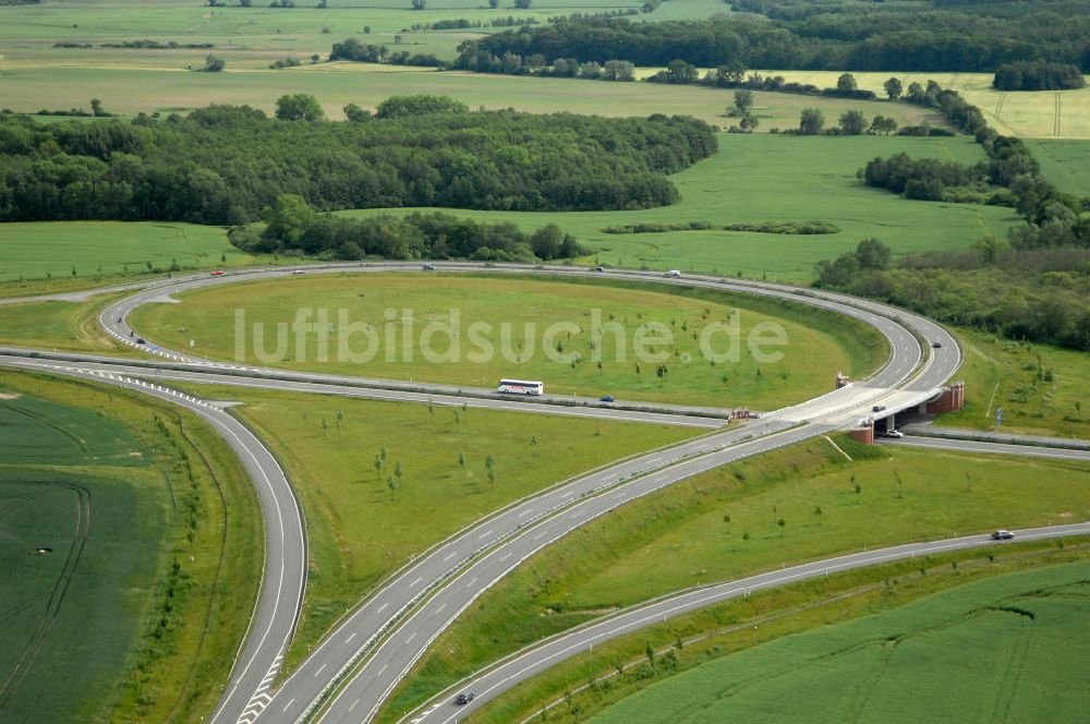 Luftaufnahme Stralsund - Die Autobahn Anschlussstelle Stralsund