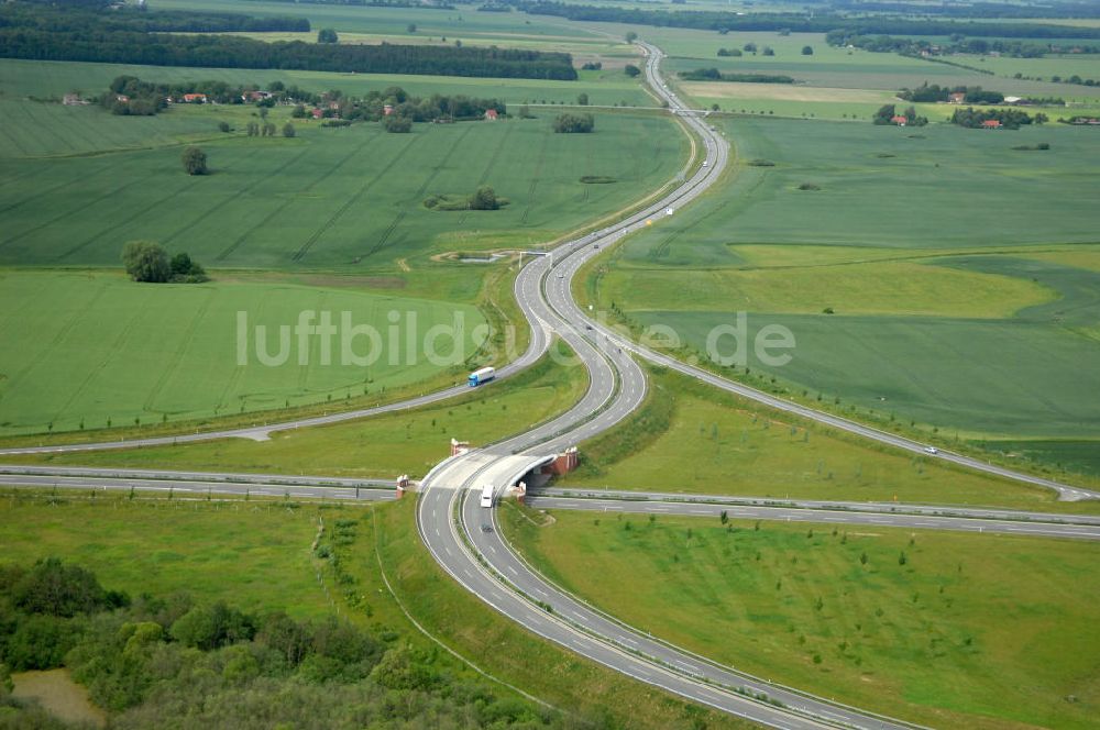 Stralsund von oben - Die Autobahn Anschlussstelle Stralsund