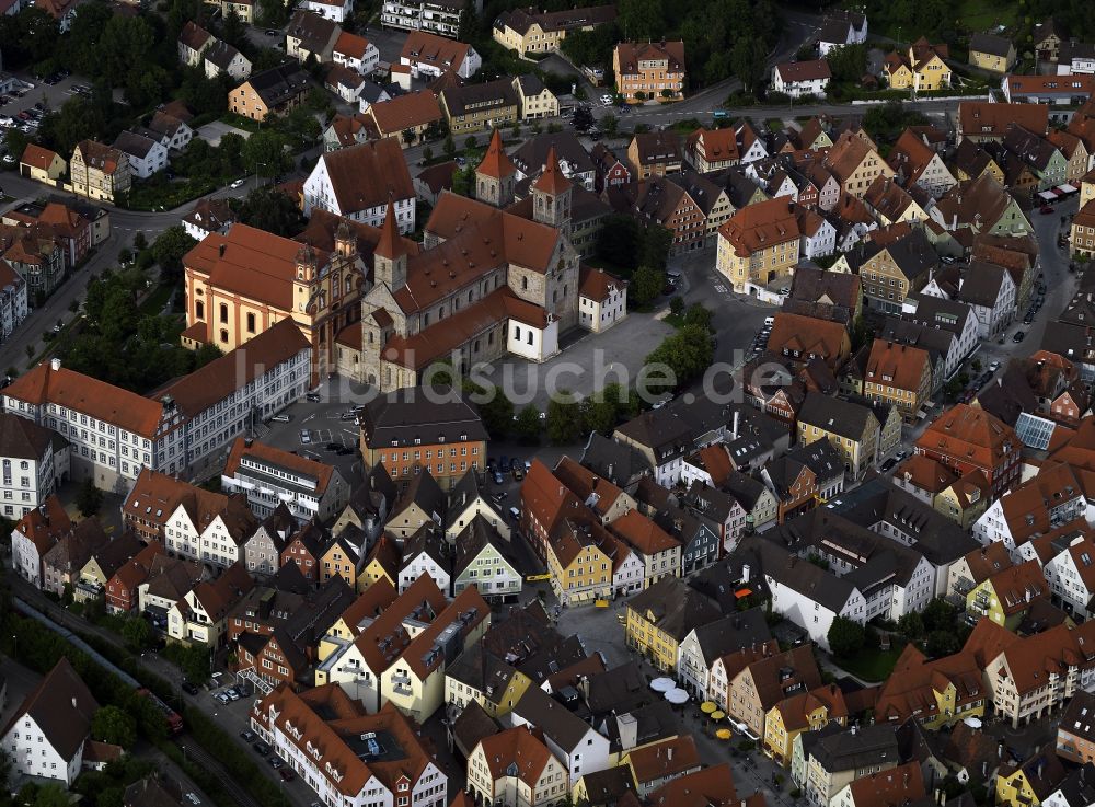 Ellwangen aus der Vogelperspektive: Die Basilika St. Vitus in Ellwangen im Bundesland Baden-Württemberg