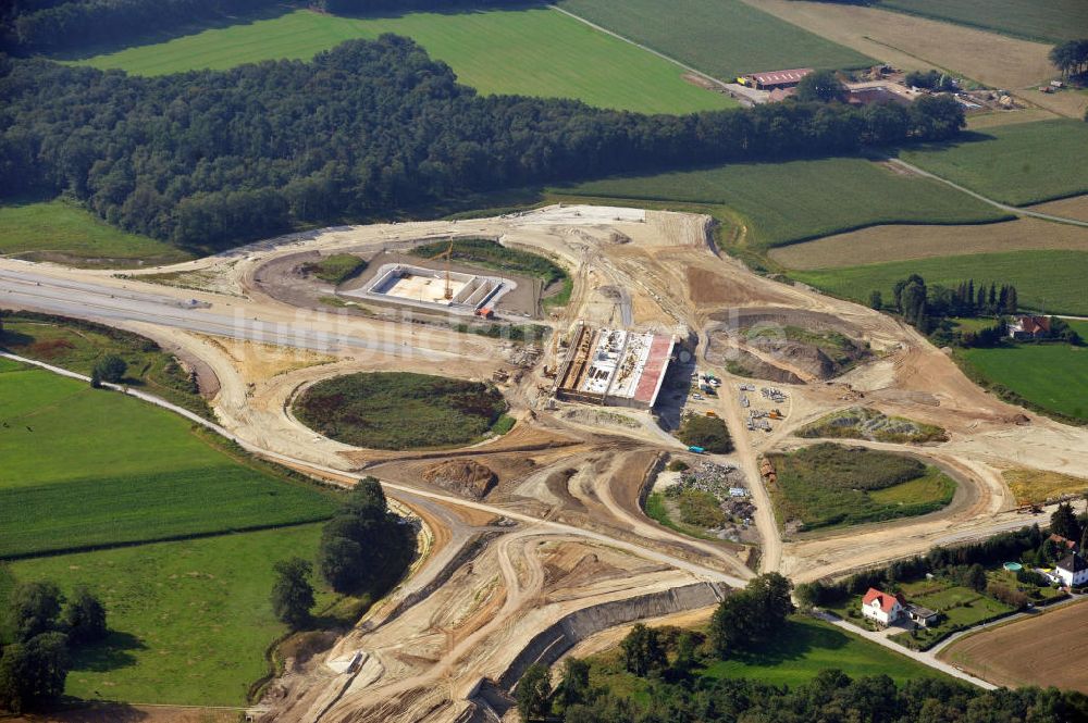 Luftaufnahme Bielefeld - Die Baustelle des Autobahnkreuzes Bielefeld vom Projekt Kreuz des Südens