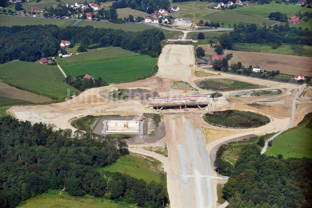 Luftaufnahme Bielefeld - Die Baustelle des Autobahnkreuzes Bielefeld vom Projekt Kreuz des Südens