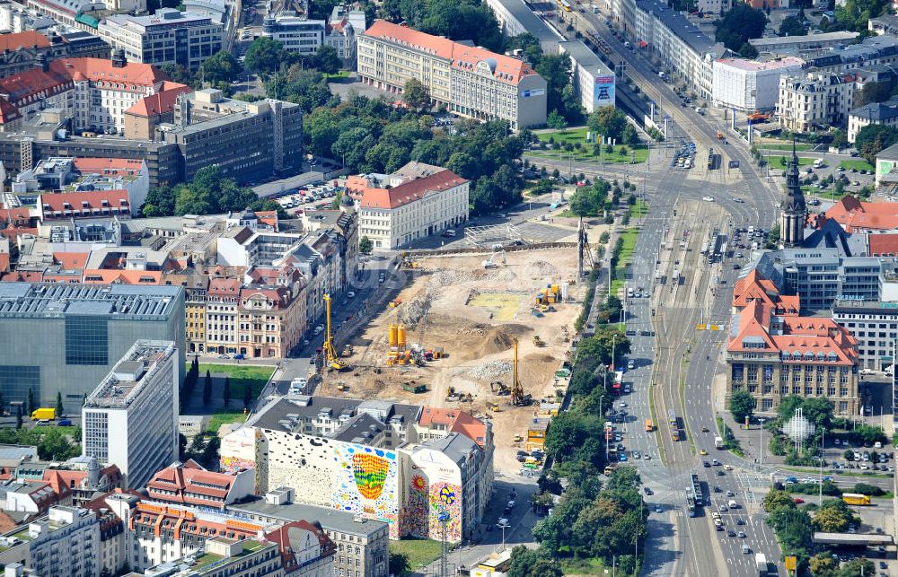 Leipzig aus der Vogelperspektive: Die Baustelle am Brühl im Zentrum von Leipzig