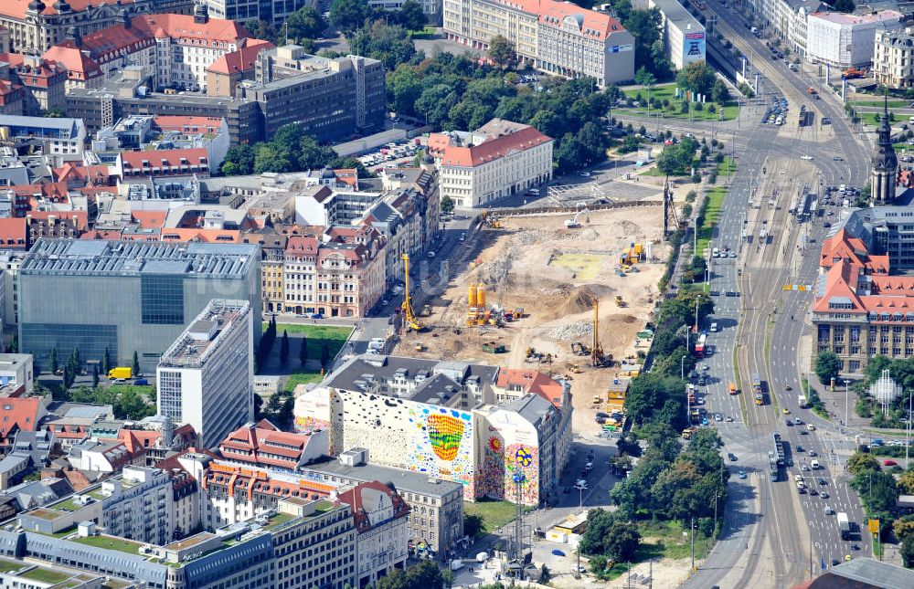 Luftbild Leipzig - Die Baustelle am Brühl im Zentrum von Leipzig