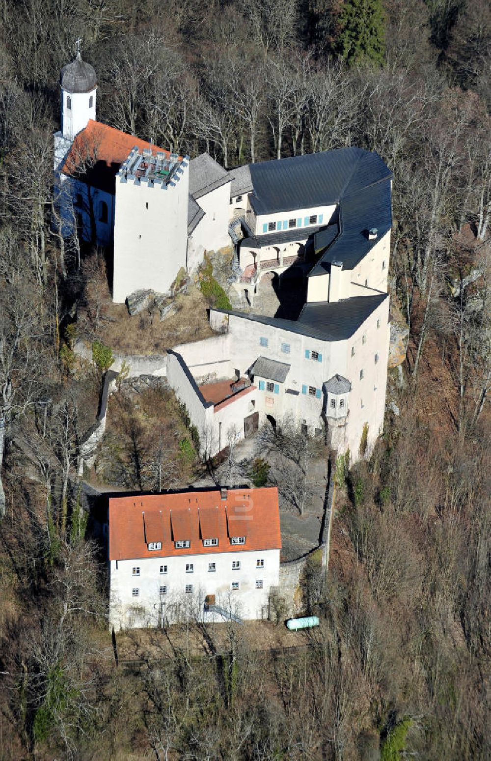 Luftbild Markt Falkenstein - Die Burg Falkenstein im Luftkurort Markt Falkenstein in der Oberpfalz