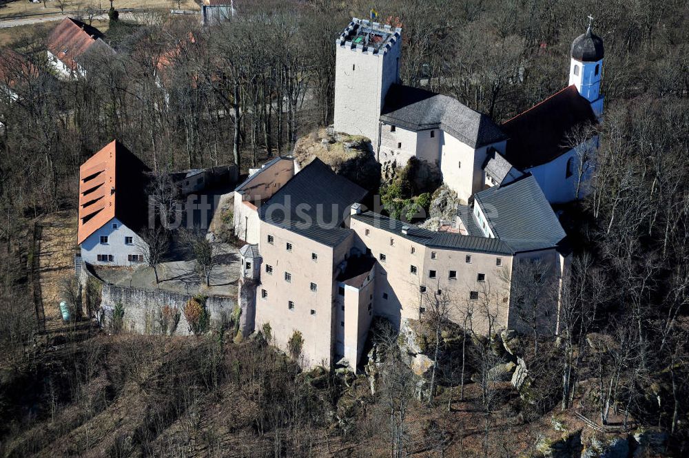 Luftbild Markt Falkenstein - Die Burg Falkenstein im Luftkurort Markt Falkenstein in der Oberpfalz