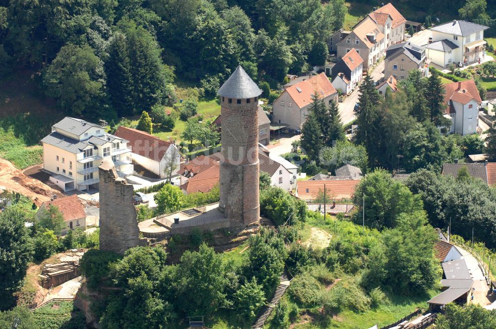 Kirkel von oben - Die Burgruine Kirkel