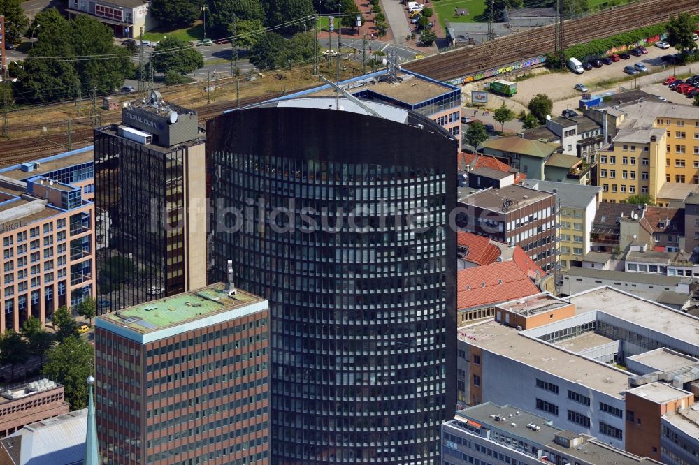 Luftaufnahme Dortmund - Die Cityskyline in der Innenstadt von Dortmund im Bundesland Nordrhein-Westfalen