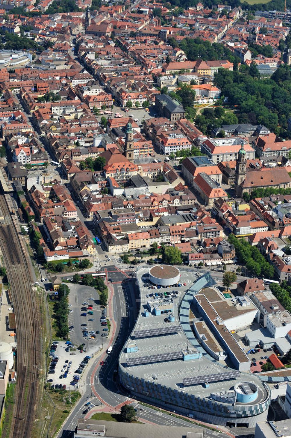 Luftaufnahme Erlangen - Die ERLANGEN Arcaden in der Erlanger Innenstadt