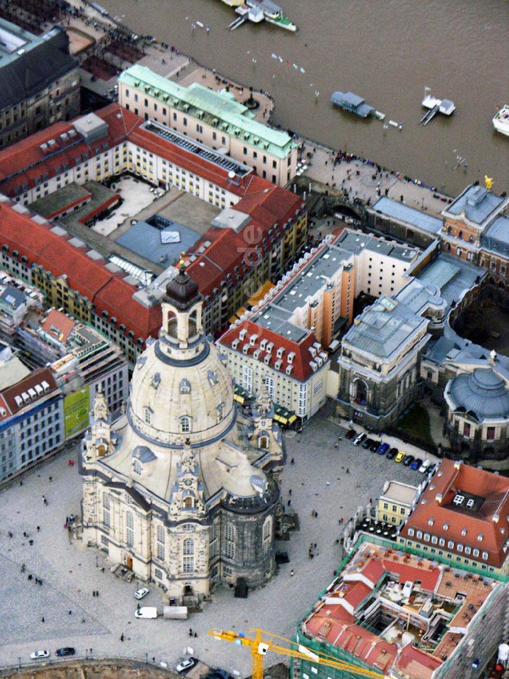 Dresden aus der Vogelperspektive: Die Frauenkirche in Dresden