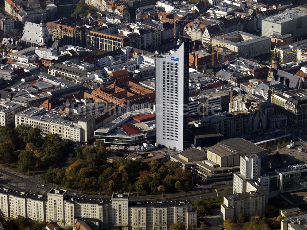 Leipzig von oben - Die Gebäude am Augustusplatz in Leipzig im Bundesland Sachsen