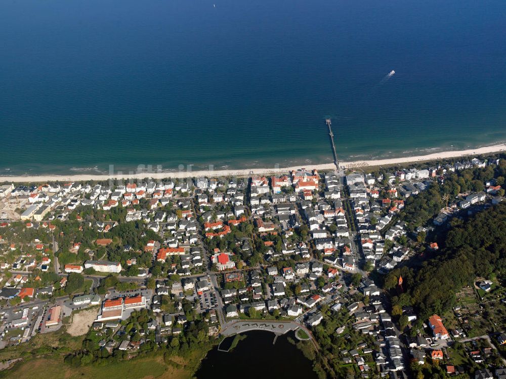 Binz aus der Vogelperspektive: Die Gemeinde Binz an der Ostküste der Insel Rügen in Mecklenburg-Vorpommern