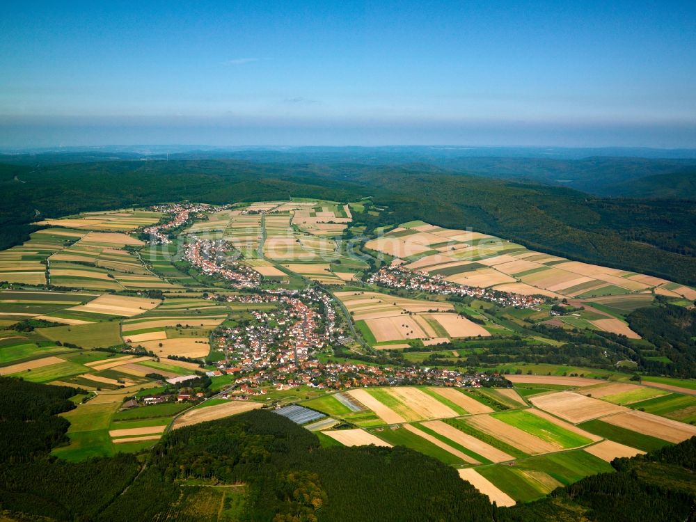 Luftaufnahme Esselbach - Die Gemeinde Esselbach im Spessart im Bundesland Bayern