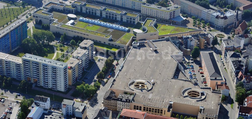 Gera von oben - Die GERA Arcaden in der Geraer Innenstadt