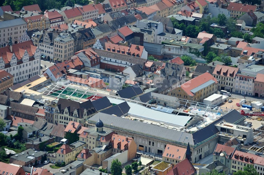 Luftbild Wittenberg - Die Großbaustelle des Einkaufszentrums Arsenal in der Innensatdt von Wittenberg in Sachsen-Anhalt