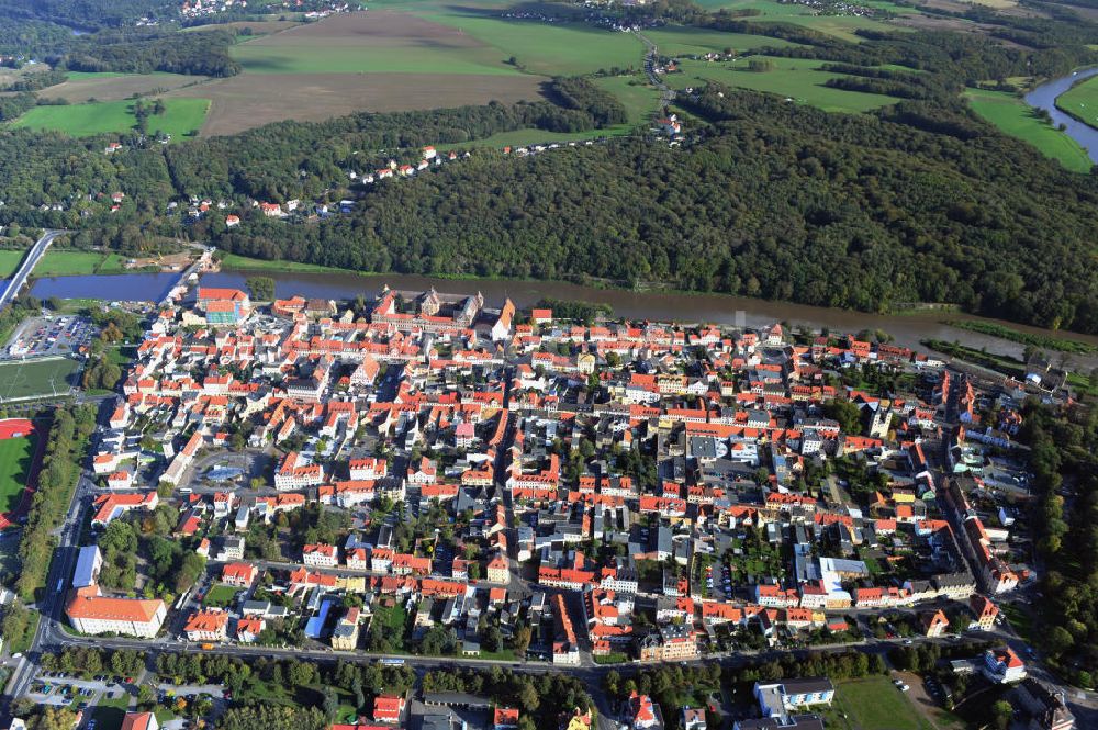 Grimma aus der Vogelperspektive: Die Große Kreisstadt Grimma an der Mulde in Sachsen