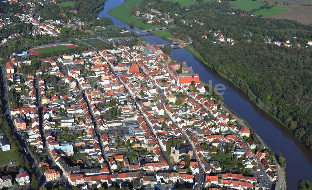 Grimma von oben - Die Große Kreisstadt Grimma an der Mulde in Sachsen