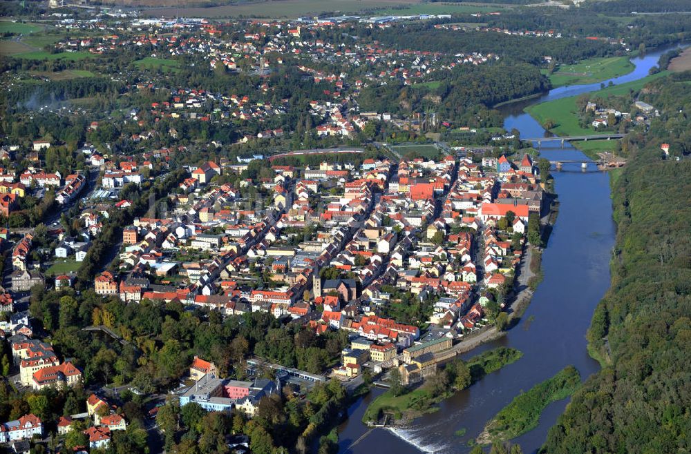 Luftbild Grimma - Die Große Kreisstadt Grimma an der Mulde in Sachsen