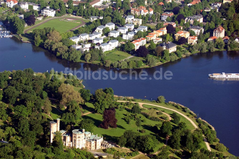 Luftaufnahme Potsdam Babelsberg - Die Havel am Park Babelsberg in Potsdam