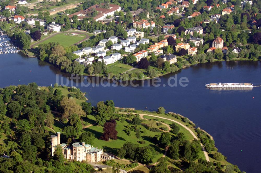 Potsdam Babelsberg von oben - Die Havel am Park Babelsberg in Potsdam